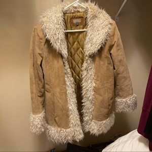 Faux leather & faux fur coat